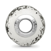 Sophia Jewelers Sterling Silver & Platinum Foil White Ceramic Bead  Elegant, Solid Design